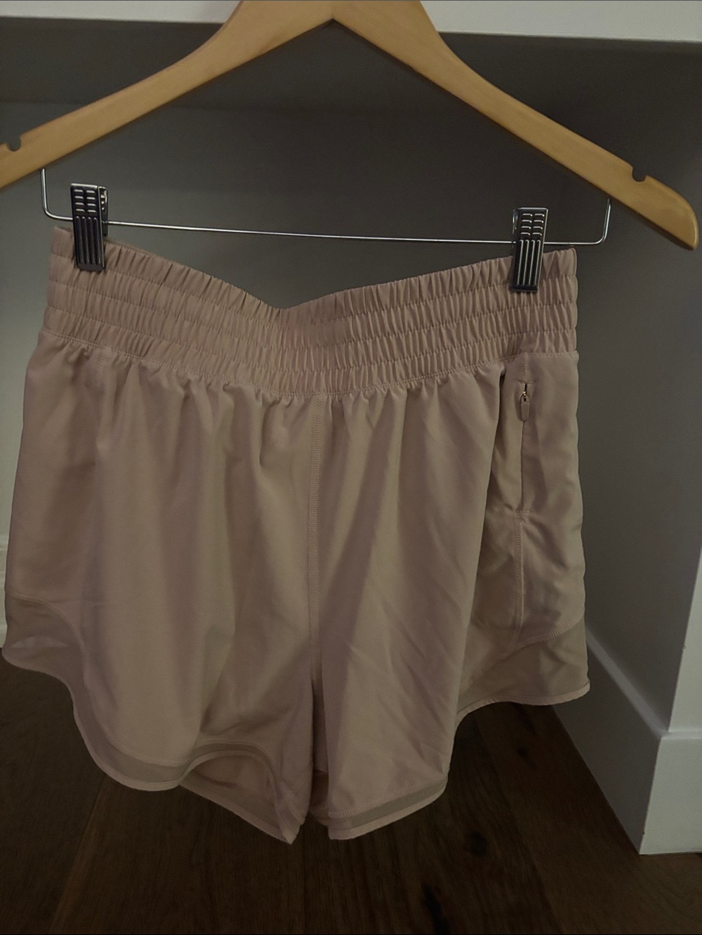TNA Pale Pink High-Waist Athletic Shorts